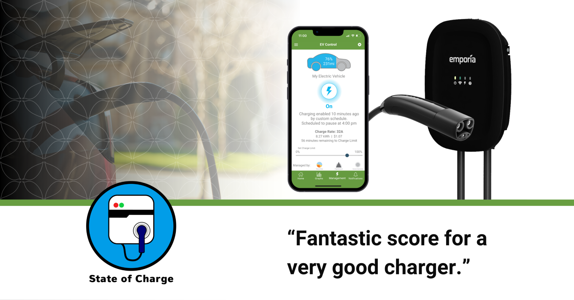 Emporia's $399 EV Charger With NACS Connector Scores 96/100