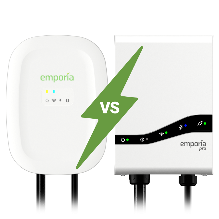 Emporia Classic and Pro EV chargers side by side